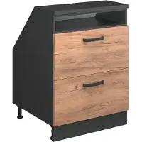 Vicco Mobile cucina sottotetto R-Line Rovere dorato 60 cm con 2 cassetti, corpio 60 cm profondità, Model 60345