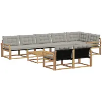 vidaXL Set da salotto da esterno, 9 pezzi, bianco e grigio chiaro