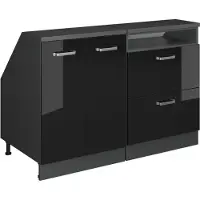 Vicco Mobile cucina sottotetto R-Line Nero lucido 120 cm Set di 2 carcasse armadio profondità 60 cm, Model 60443