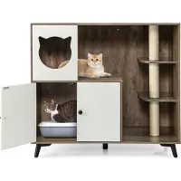 Northix Lettiera per gatti con 3 tiragraffi in sisal, grigio/bianco