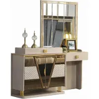 Xl Moebel Gmbh Toeletta moderna beige con inserti dorati - Toeletta di design con specchio