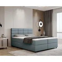 Panda Letto a molle 160x200, con rete, azzurro, materasso e topper, letto matrimoniale, REVE, Möbel
