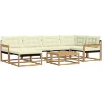 vidaXL Set divani da esterno , 7 pezzi, bianco e crema, 79 x 79 x 37 cm