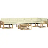 vidaXL Set da salotto da esterno , 7 pezzi, bianco e crema
