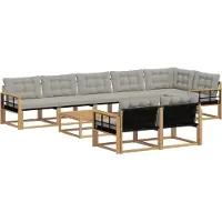 vidaXL Set da salotto da esterno, 9 pezzi, bianco e grigio chiaro
