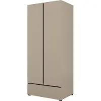 Meublorama Armadio HAVANA 90 cm – Beige e nero – 2 porte + 1 cassetto – Design compatto e contemporaneo