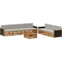 vidaXL Set da salotto da esterno , 8 pezzi, in poliestere naturale e grigio chiaro