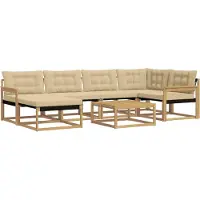 vidaXL Set divani da esterno , 7 pezzi, bianco e beige, 79 x 79 x 37 cm