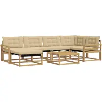 vidaXL Set divani da esterno , 7 pezzi, bianco e beige, 79 x 79 x 37 cm