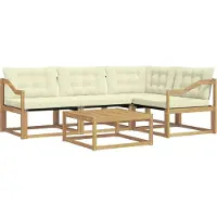vidaXL Set da salotto da esterno , 5 pezzi, bianco e crema