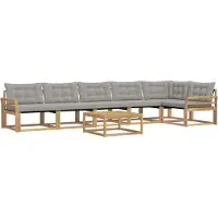 vidaXL Set da salotto da esterno, 7 pezzi, bianco e grigio chiaro
