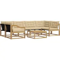 vidaXL Set da salotto da esterno , 7 pezzi, bianco e beige