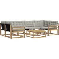 vidaXL Set da salotto da esterno, 7 pezzi, bianco e grigio chiaro