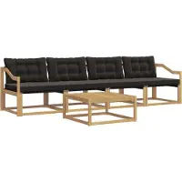 vidaXL Set divano da esterno , 5 pezzi, bianco e nero, 79 x 79 x 37 cm
