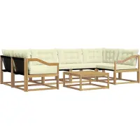 vidaXL Set da salotto da esterno , 7 pezzi, bianco e crema