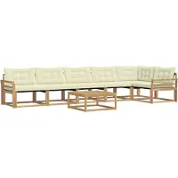 vidaXL Set da salotto da esterno , 7 pezzi, bianco e crema