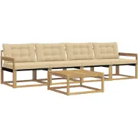 vidaXL Set di divani da esterno, 5 pezzi, bianco e beige