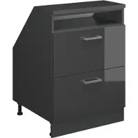 Vicco Mobile cucina sottotetto R-Line Antracite lucido 60 cm con 2 cassetti, corpio 60 cm profondità, Model 59990