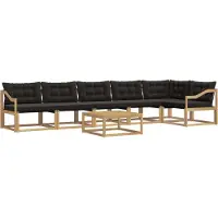 vidaXL Set divani da esterno , 7 pezzi, bianco e nero, 79 x 79 x 37 cm