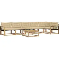 vidaXL Set da salotto da esterno , 7 pezzi, bianco e beige