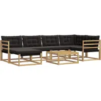 vidaXL Set divani da esterno , 7 pezzi, bianco e nero, 79 x 79 x 37 cm
