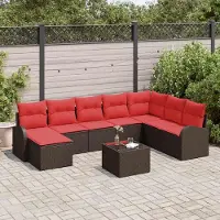 Prolenta Maison Exclusive - Set di divani da giardino, 9 pezzi, color marrone [Materiale sintetico]: rattan sintetico