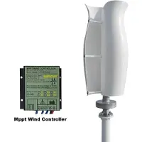 StarTech.com Turbina eolica verticale/generatore eolico ST-5000 - 5000 W, 24 V, 2 pale, avvio a 1,5 m/s, con regolatore di carica, lega di alluminio - Bianco