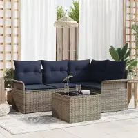 Prolenta Maison Exclusive - Set da giardino composto da 5 pezzi, divano, colore grigio, realizzato in rattan sintetico
