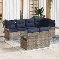 Prolenta Maison Exclusive - Set da giardino composto da 7 pezzi, divano, colore grigio, realizzato in rattan sintetico