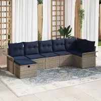 Prolenta Maison Exclusive - Set da giardino composto da 7 pezzi, divano in rattan sintetico