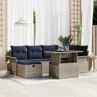 Prolenta Maison Exclusive - Set da giardino composto da 7 pezzi, divano, colore grigio, realizzato in rattan sintetico