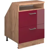 Vicco Mobile cucina sottotetto R-Line Rosso lucido 60 cm con 2 cassetti, corpio 60 cm profondità, Model 60422