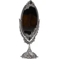 Gistuch Specchio per il trucco, vintage, bifacciale, in lega di zinco, resistente, per tavolo, bagno (grande)