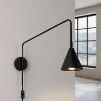 Sollux Applique LYS, nera, Ø 14 cm, metallo, spina, E14