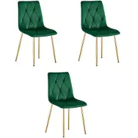 Leobert LIBRA sedia in velluto verde scuro con gambe dorate per cucina soggiorno x3