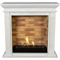 Xaralyn Caminetto a etanolo - Cadiz BST-SWP - pietra naturale levigata bianca - riscaldamento a 3 kW - caminetto da incasso incluso - caminetto decorativo