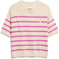 Armedangels Women's Stripe Linen Blend Sweater Maglione Donna (S, beige/fuchsia)