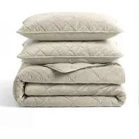 Sleeptime Sleeptime, coperta trapuntata "Lazy", velluto, color taupe/grigio, 140 x 200 cm, con federa inclusa