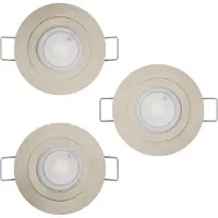 Eglo Set di 3 faretti LED da incasso Barranco, plafoniera per bagno, faretto da soffitto in plastica color argento, lampada da bagno con luce calda, include lampadine GU10, grado di protezione IP44