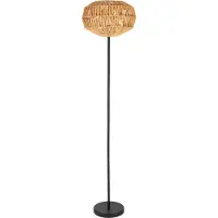 Eglo Lampada da terra Sheldon, lampada bohémien per soggiorno, lampada da terra in metallo nero con paralume in carta intrecciata, attacco E27, 153,5 cm