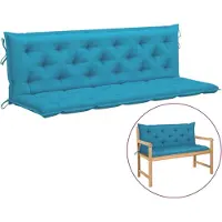 vidaXL Cuscini per panca da giardino 2 pz. Tessuto Oxford azzurro 180x50x7 cm