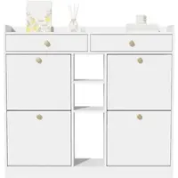 STILVORA Tavolo da pranzo tavolo da cucina allungabile (110-140×80 cm) in stile retrò mobile buffet pieghevole con tre livelli di stoccaggio, credenza nera per 4-6 persone