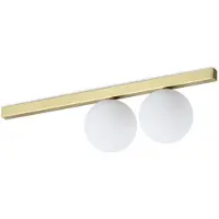 Ideal Lux plafoniera Binomio a 2 luci in vetro metallico color ottone