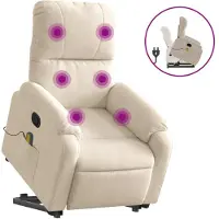 Syfax Poltrona Alzapersona Reclinante Massaggiante Beige Microfibra