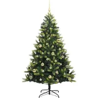 vidaXL Albero di Natale artificiale fiammato 150 LED verde 150 cm