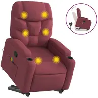 Syfax Poltrona Alzapersona Massaggio Reclinabile Rosso Vino Tessuto