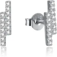 Beneto Orecchini argento mini malistici zirconi trasparenti AGUP2269 — Orecchini
