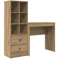 vidaXL Scrivania in legno effetto rovere artigianale, 125,5 x 40 x 127 cm, confezione da 2 pezzi.