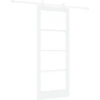 vidaXL Porta scorrevole ORKDAL, 83 x 202 cm, legno massello di pino e vetro, colore bianco
