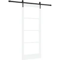 vidaXL Porta scorrevole, 83 x 202 cm, legno massello di pino e vetro, colore bianco
